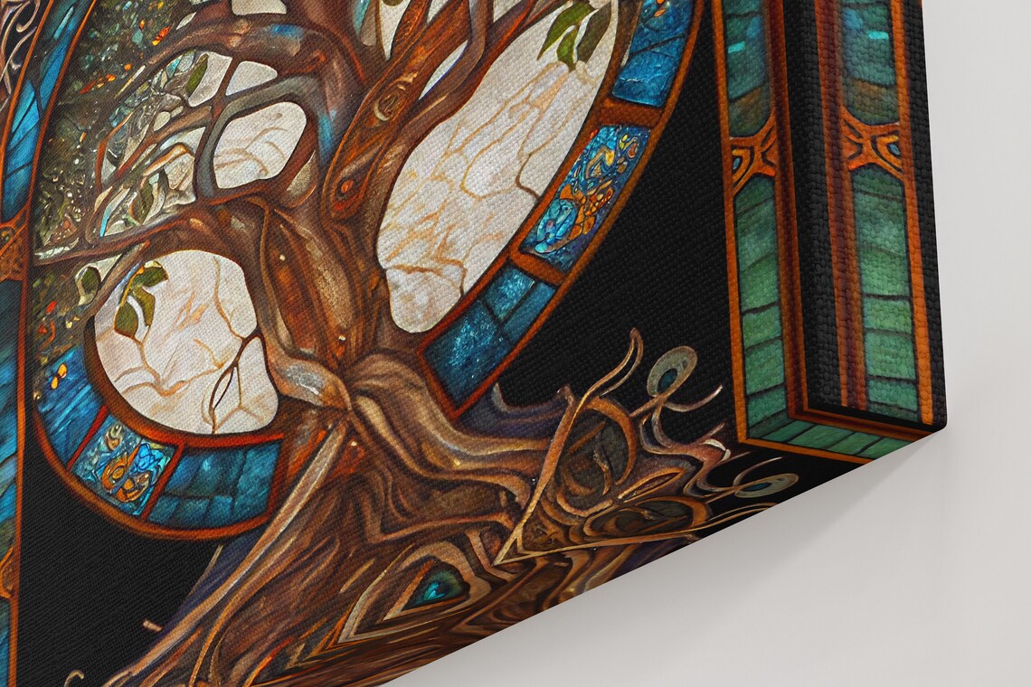 Yggdrasil Tree Of Life Stained Glass Style Art Print - Image 2