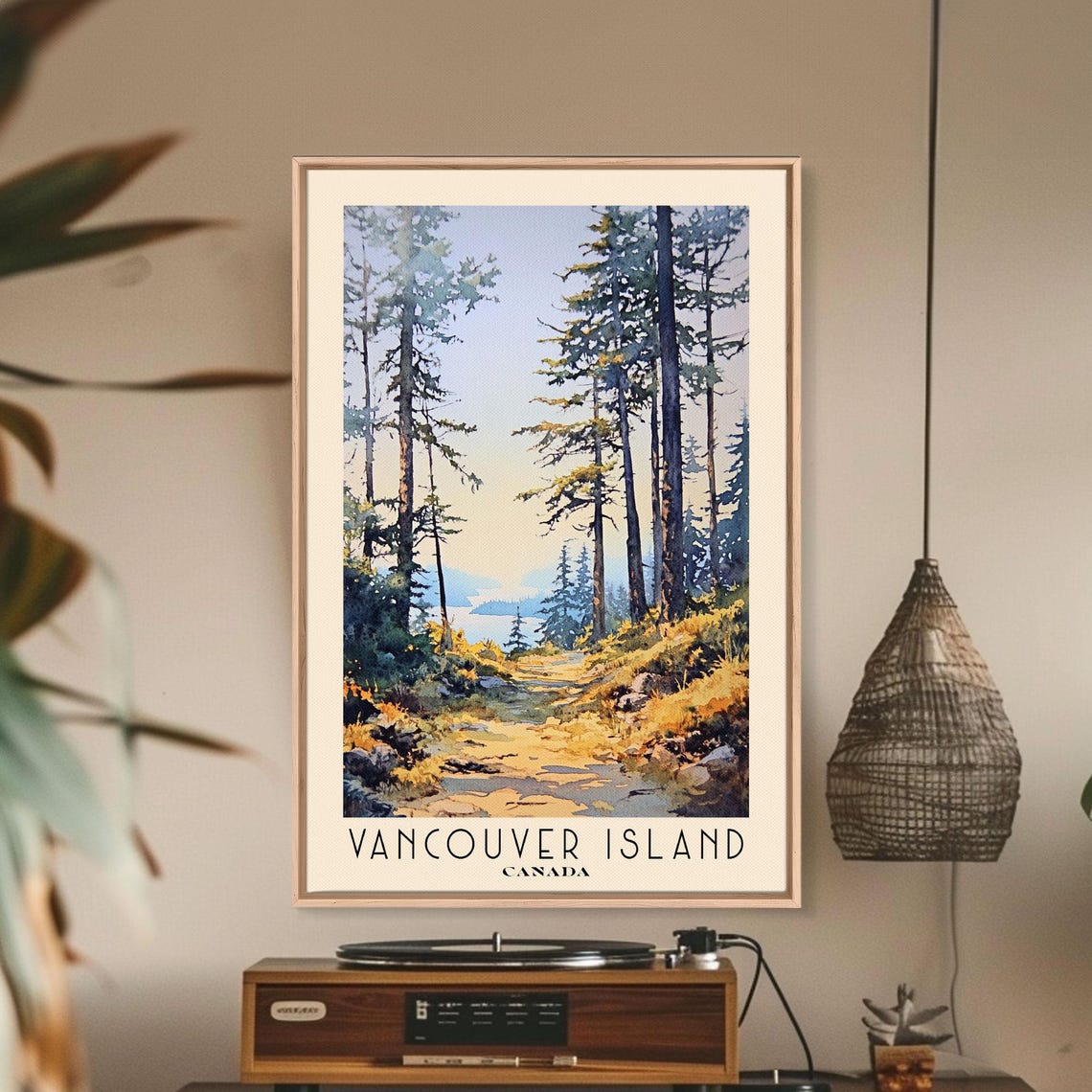 Vancouver Island Canada Watercolor Beach Print Vacation Gift Canada Wall Art Framed Print Framed Beach Painting - Image 2