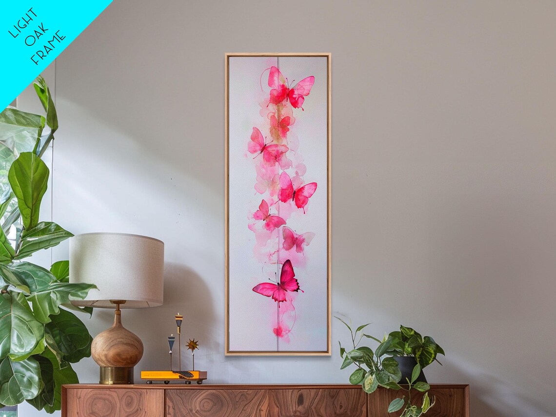 Pink Butterflies Ascending Watercolor Delicate Feminine Art Poster - Image 6