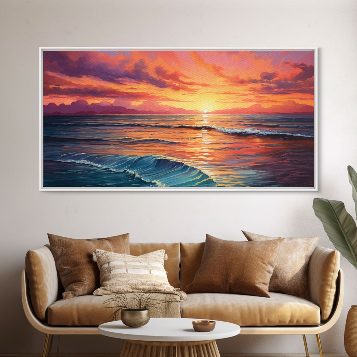 Ocean Sunset Waves Painting Vibrant Orange Purple Seascape Wall Poster - Image 6