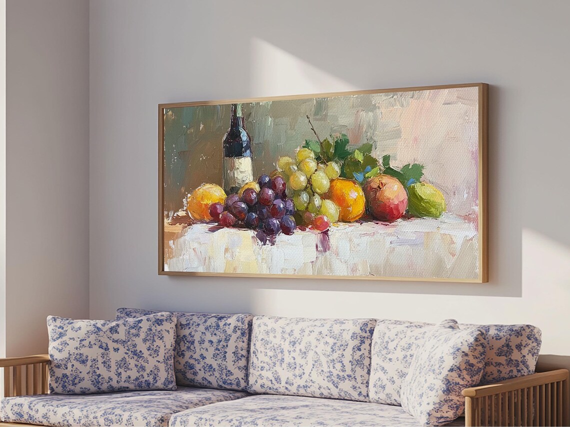 Still Life Of Grapes And Wine Art Print, Eclectic Kitchen - Image 6