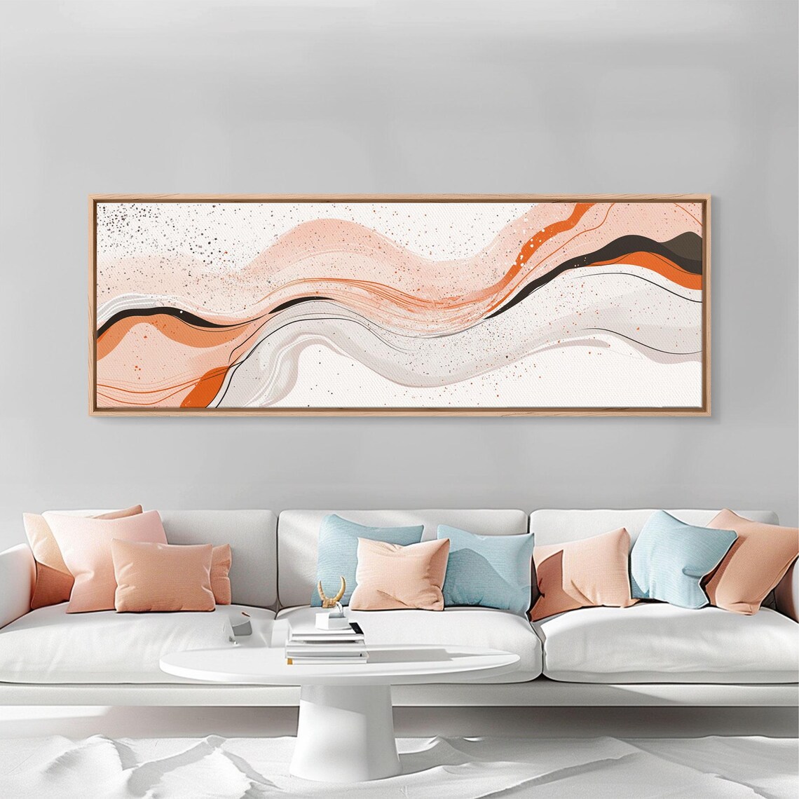 Beige Abstract Swirl Lines With Terracotta Black Minimalist Art Poster - Image 3
