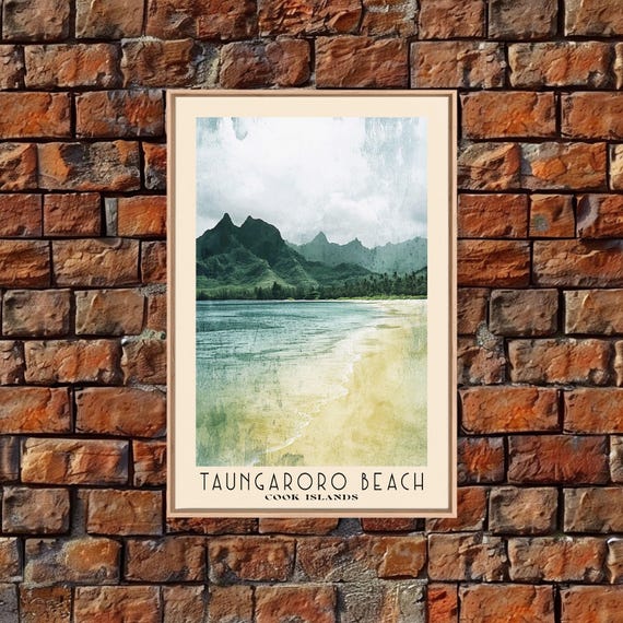 Taungaroro Beach Cook Islands Watercolor Print Vacation Gift Cook Islands Wall Art Beach Painting Beach Decor Beach Or Lakehouse Art
