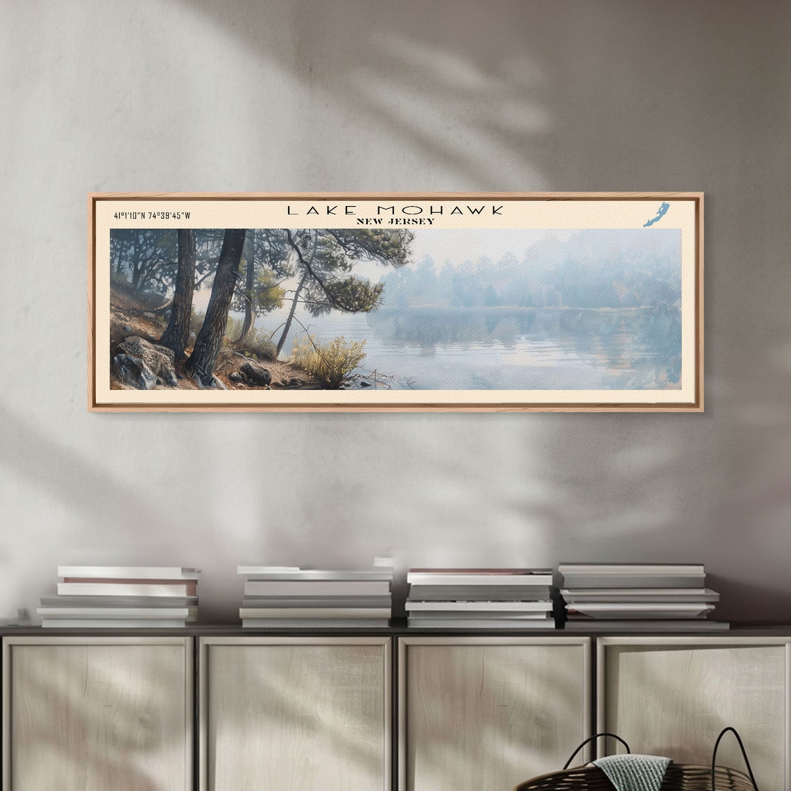 Lake Mohawk New Jersey Pine Framed Misty Shore Panoramic Travel Poster - Image 5