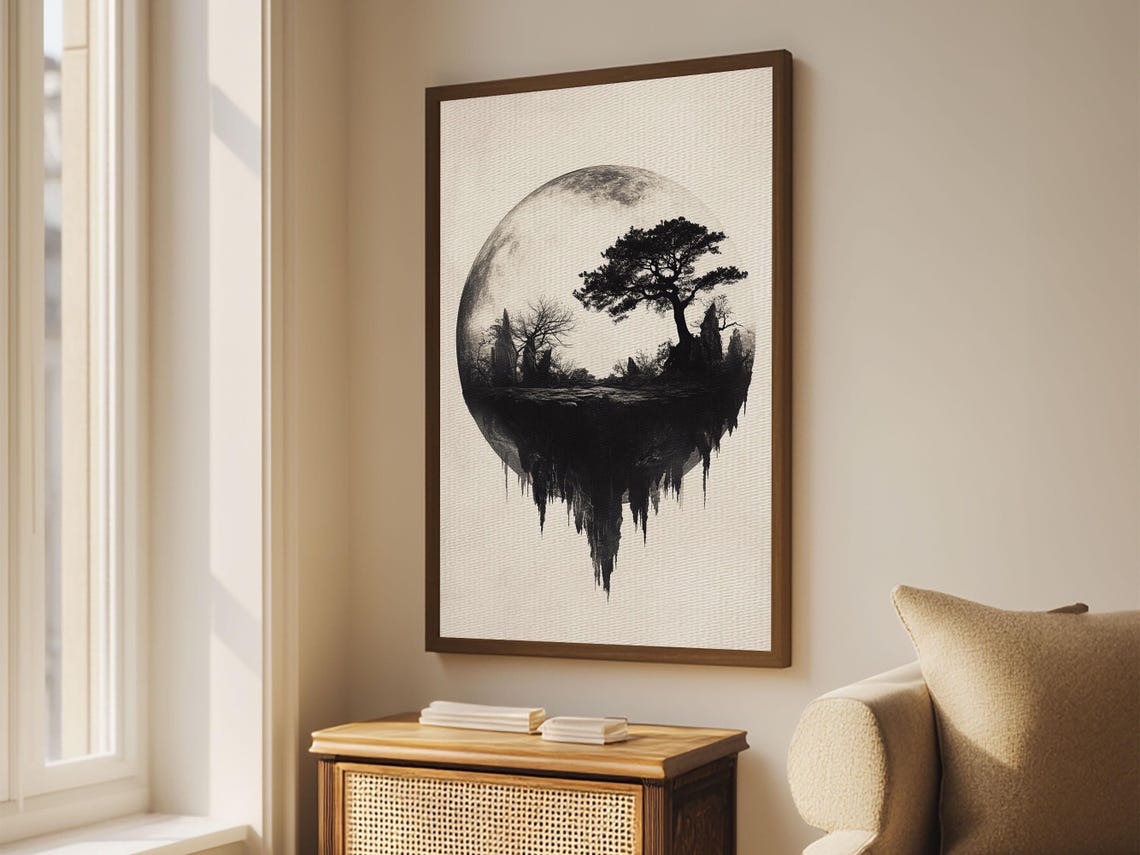 Haunted Cemetery Full Moon Snowglobe Spooky Halloween Art Print - Image 4