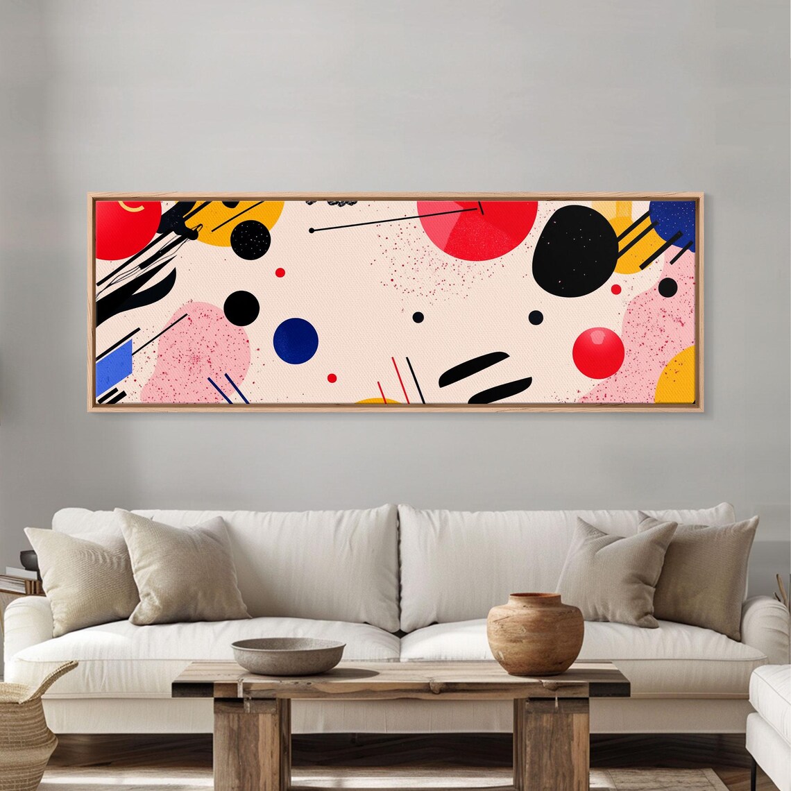 Retro 90s Geometric Shapes Pink Blush Abstract Colorful Art Poster - Image 6