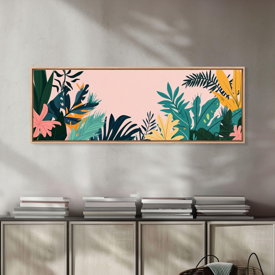 Retro Tropical Botanical Leaves Blush Pink 1950s Style Art Poster - Image 5