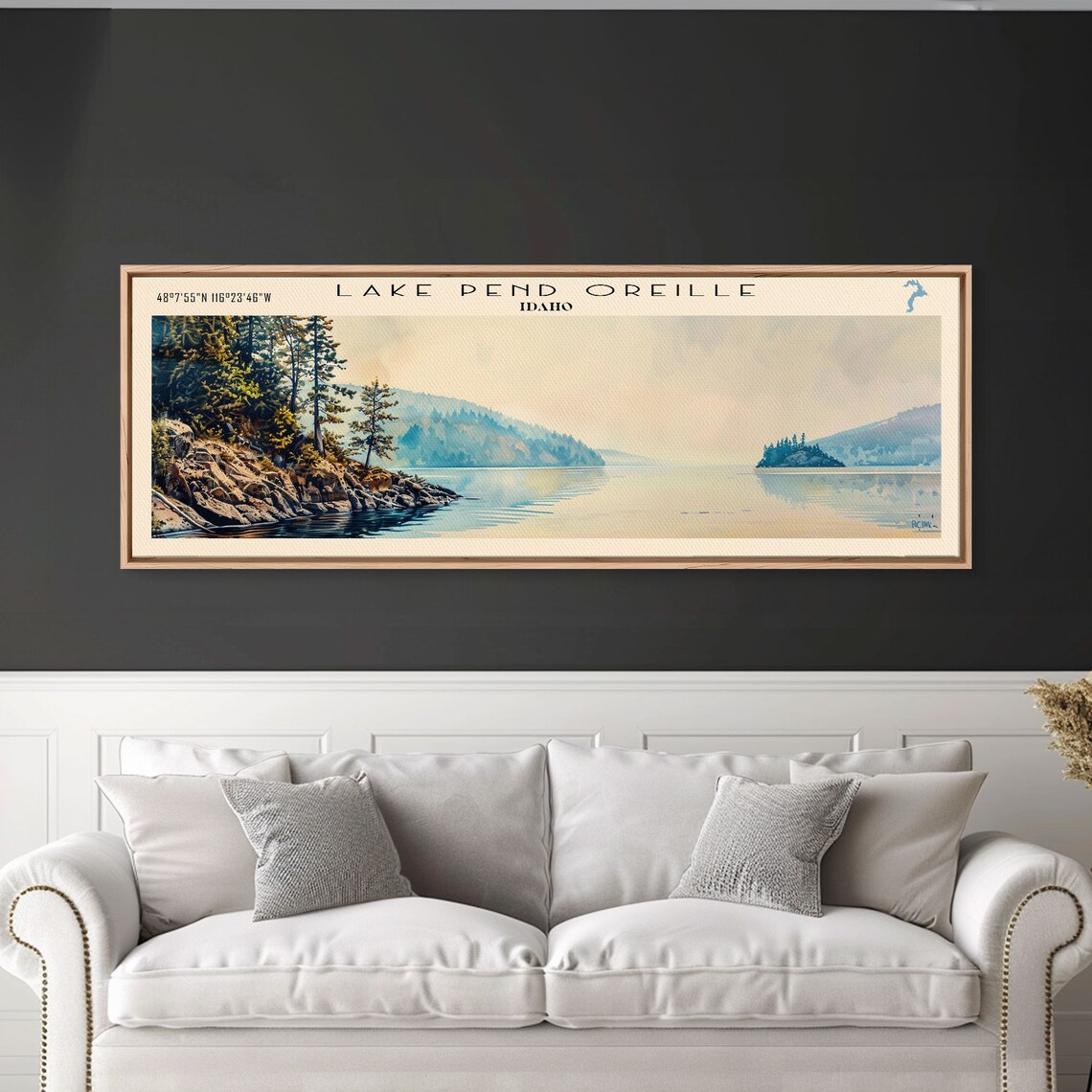 Lake Pendreille Travel Poster, Panoramic Landscape - Image 2