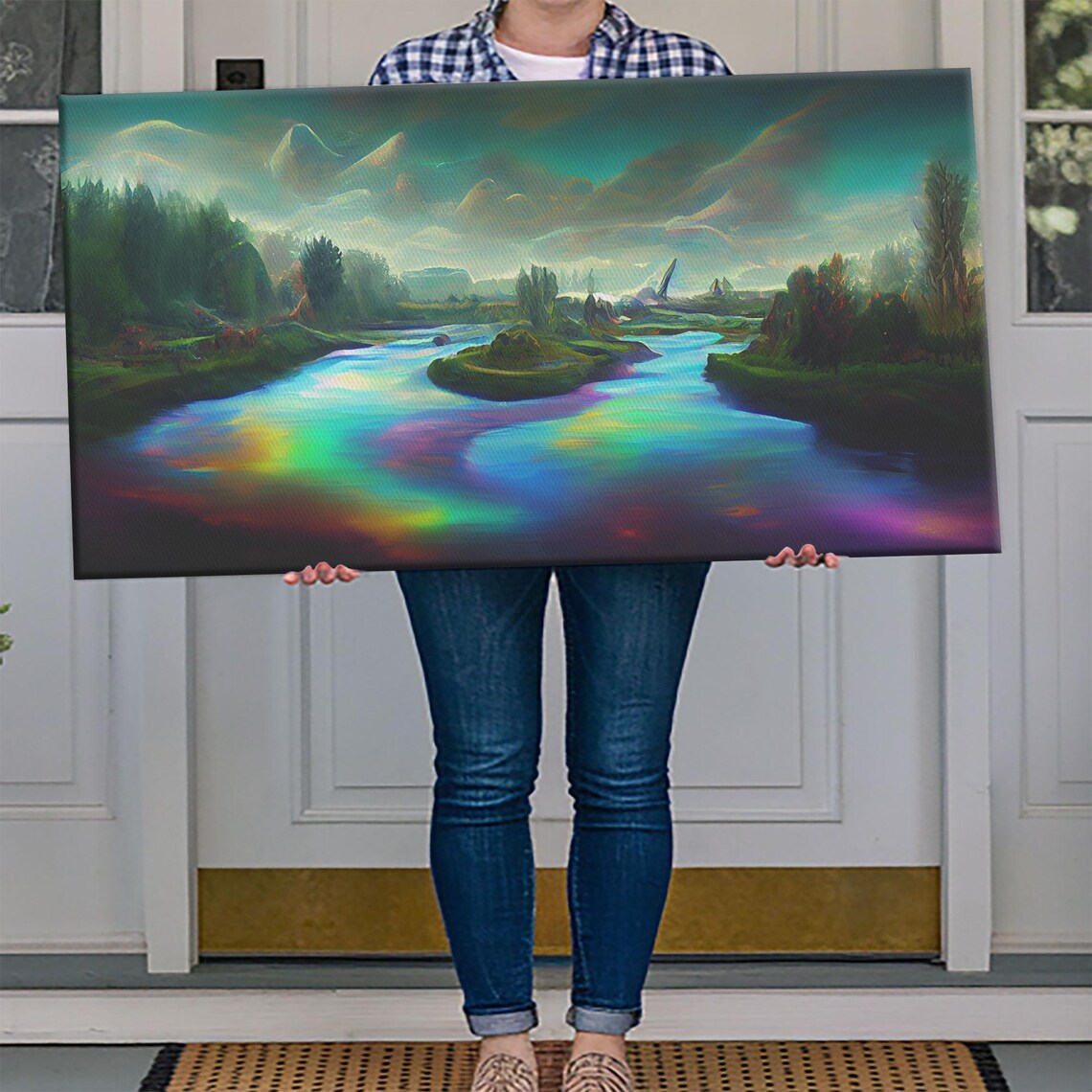 Psychedelic Trippy River Nature Art Print - Image 4