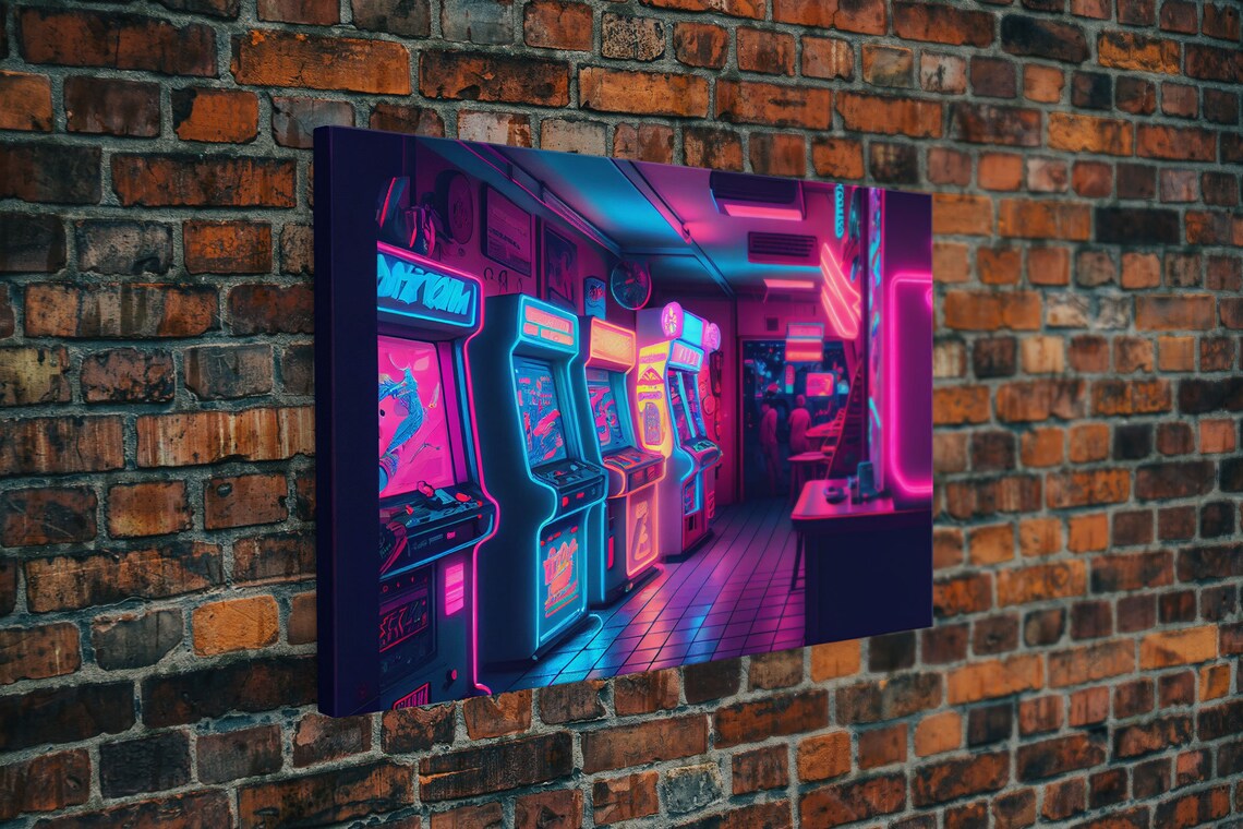 Neon Arcade Retrowave Arcade Machine Art Print - Image 5