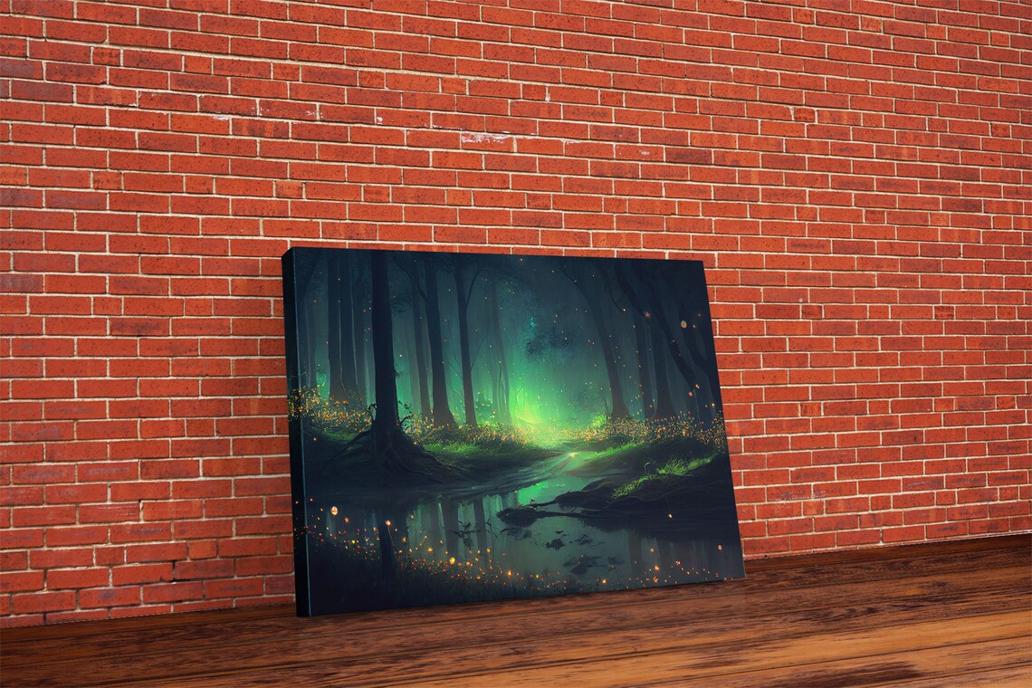 Fireflies Light Up A Mystical Fantasy Forest Art Print