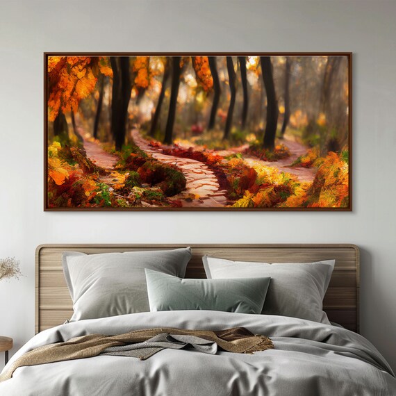 Autumn Forest Trail Winding Path Golden Foliage Woodland Landscape Poster