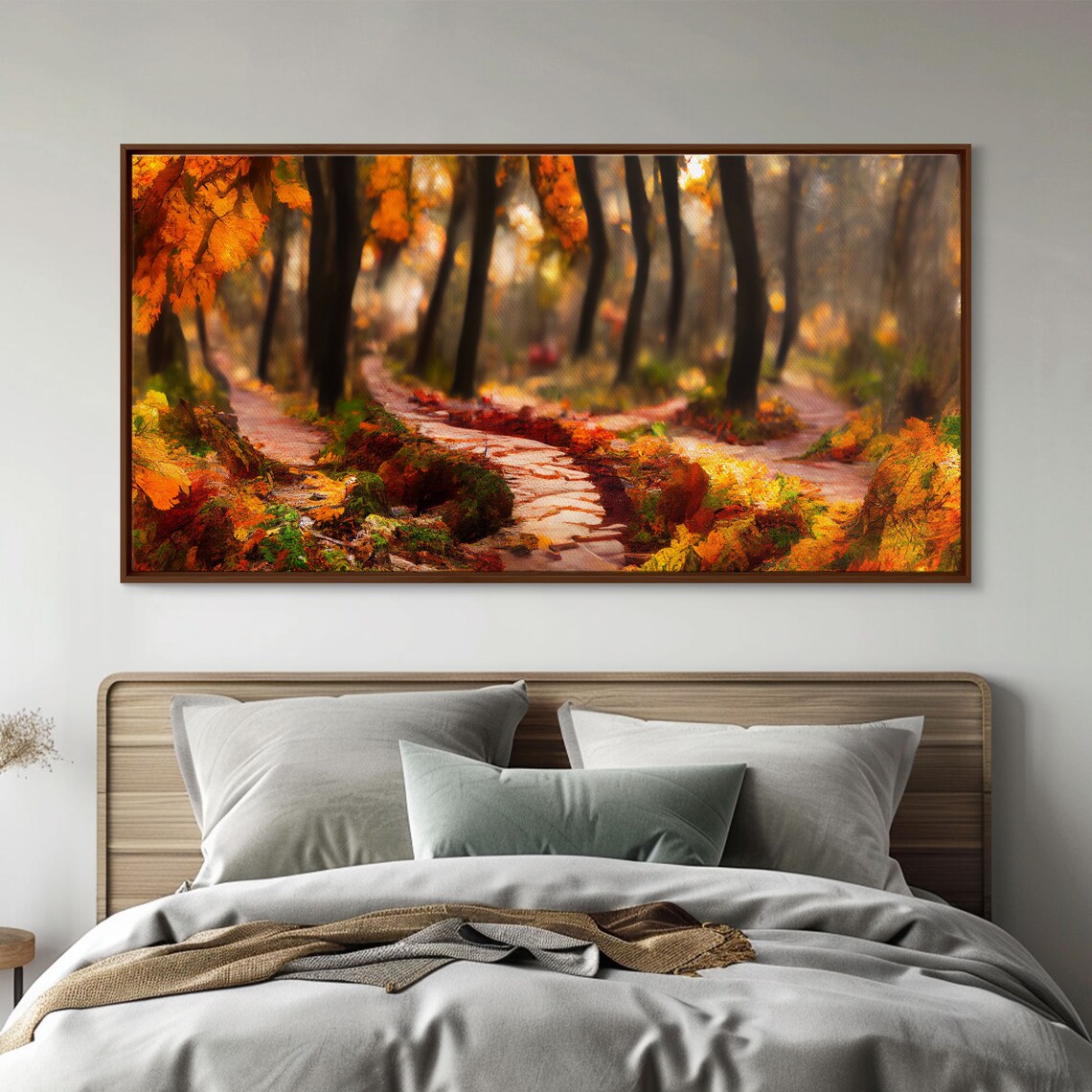 Autumn Forest Trail Winding Path Golden Foliage Woodland Landscape Poster