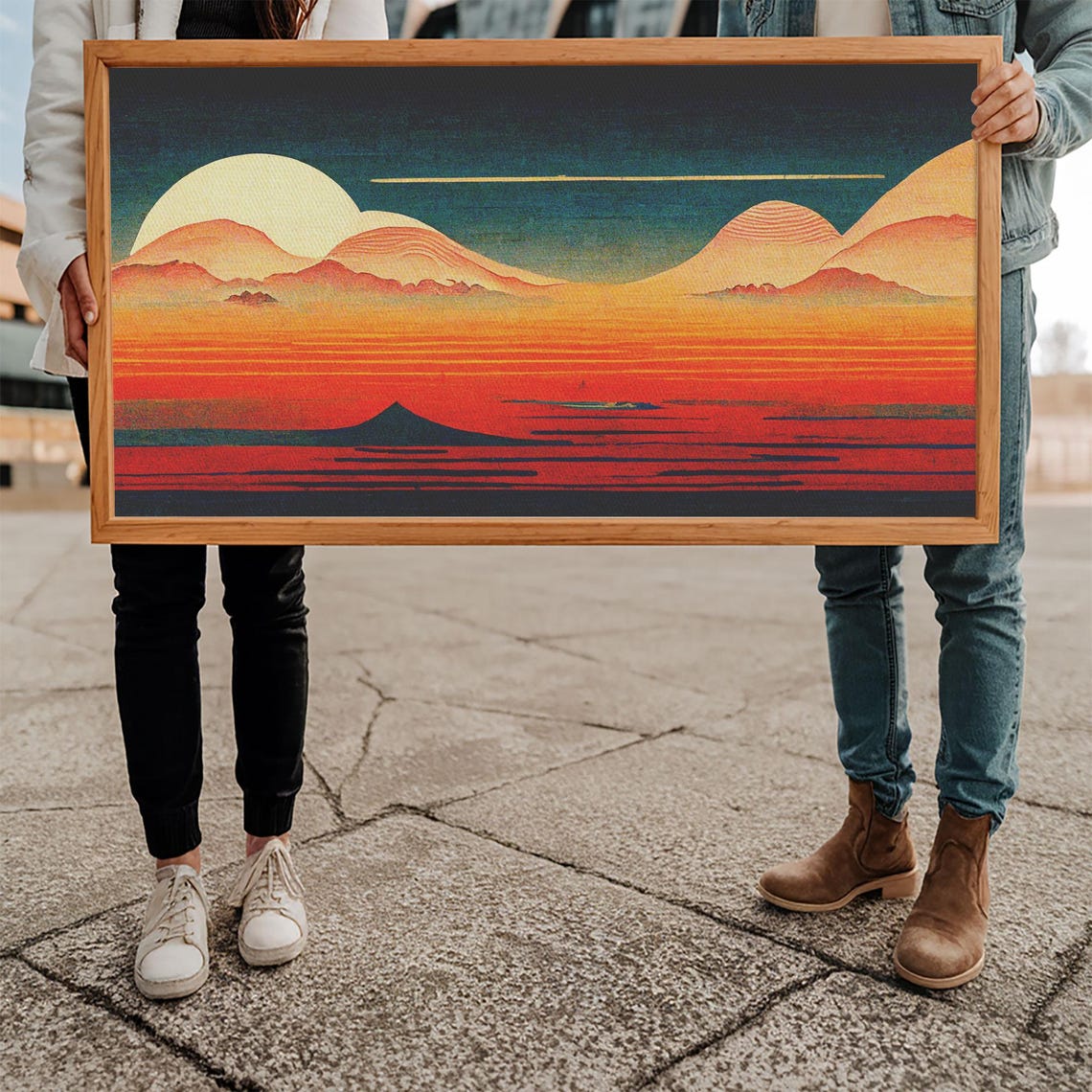 Art Deco Sunset Desert Dunes Print Ready To Hang Wall Art Cool Wall Art - Image 5