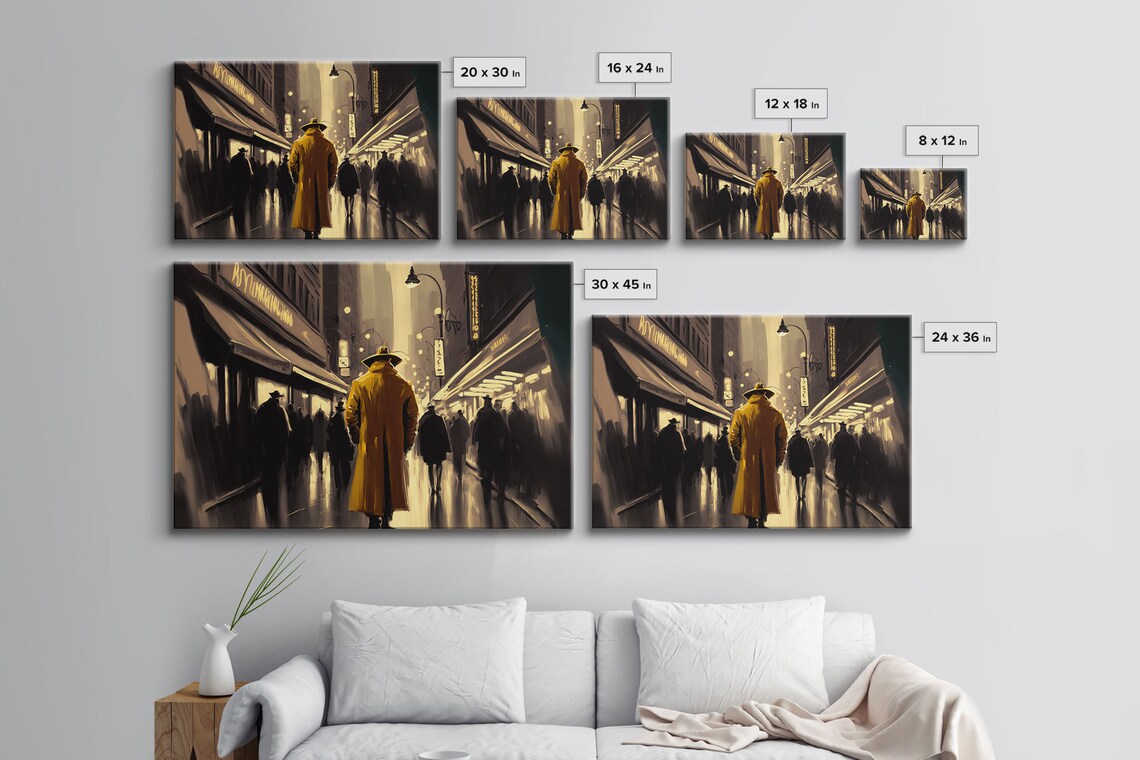 Man In Trench Coat, Noir Watercolor Art Print - Image 2