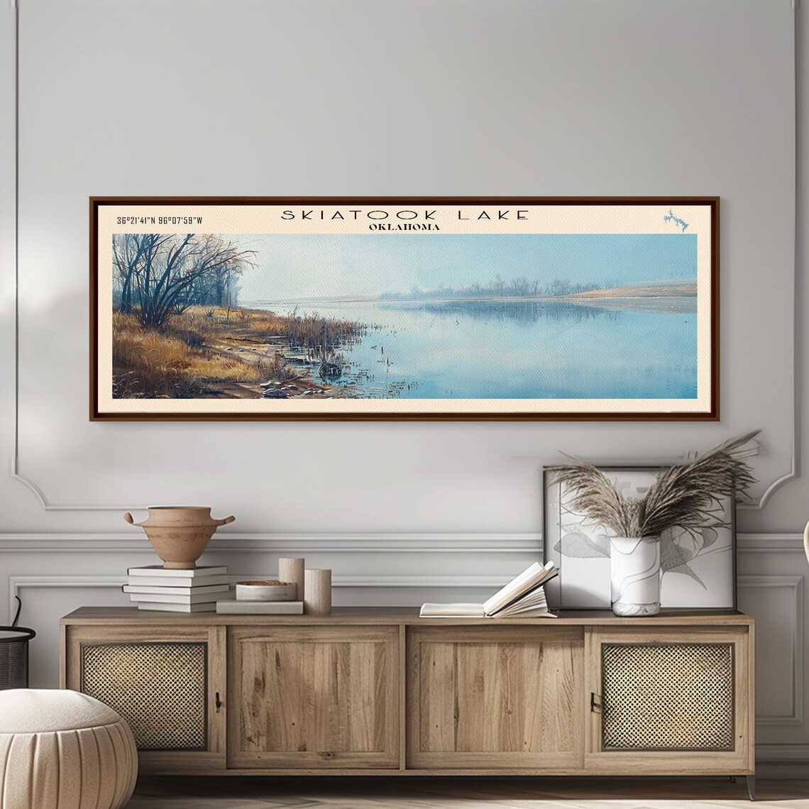 Skiatook Lake Oklahoma Bare Winter Trees Pale Blue Water Travel Poster - Image 4
