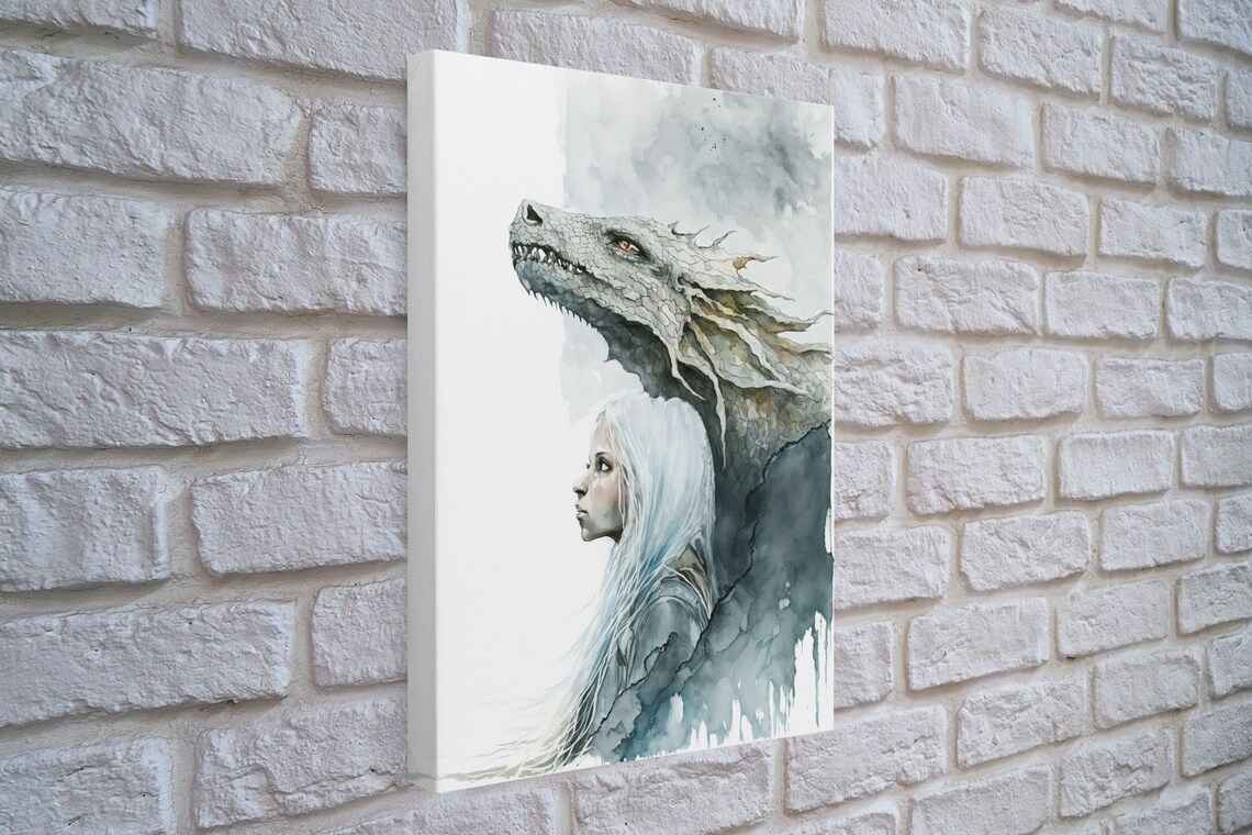 Girl and Her Dragon Fantasy Art Print, Gamer Decor - Image 3