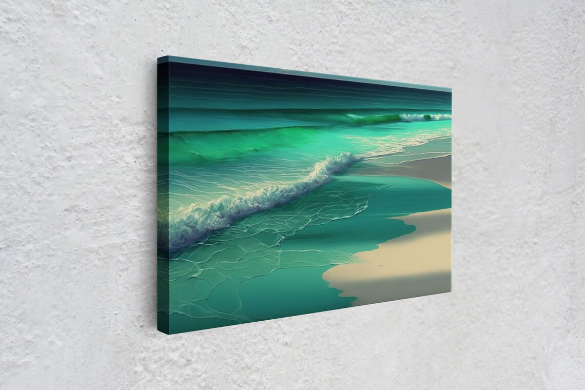 Emerald Green Waves Art Print - Image 4