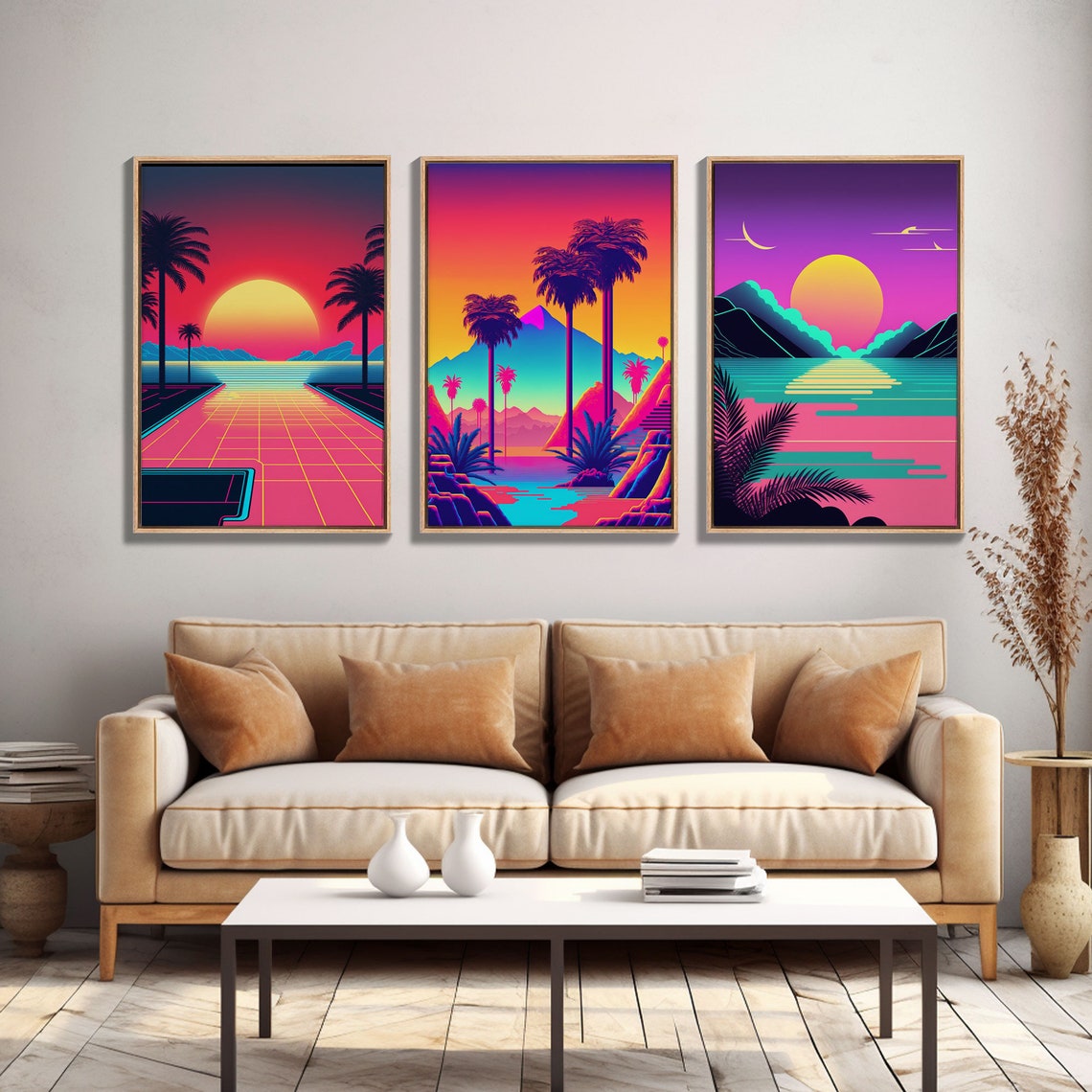 Retro 80s Style Synthwave Vaporwave Art