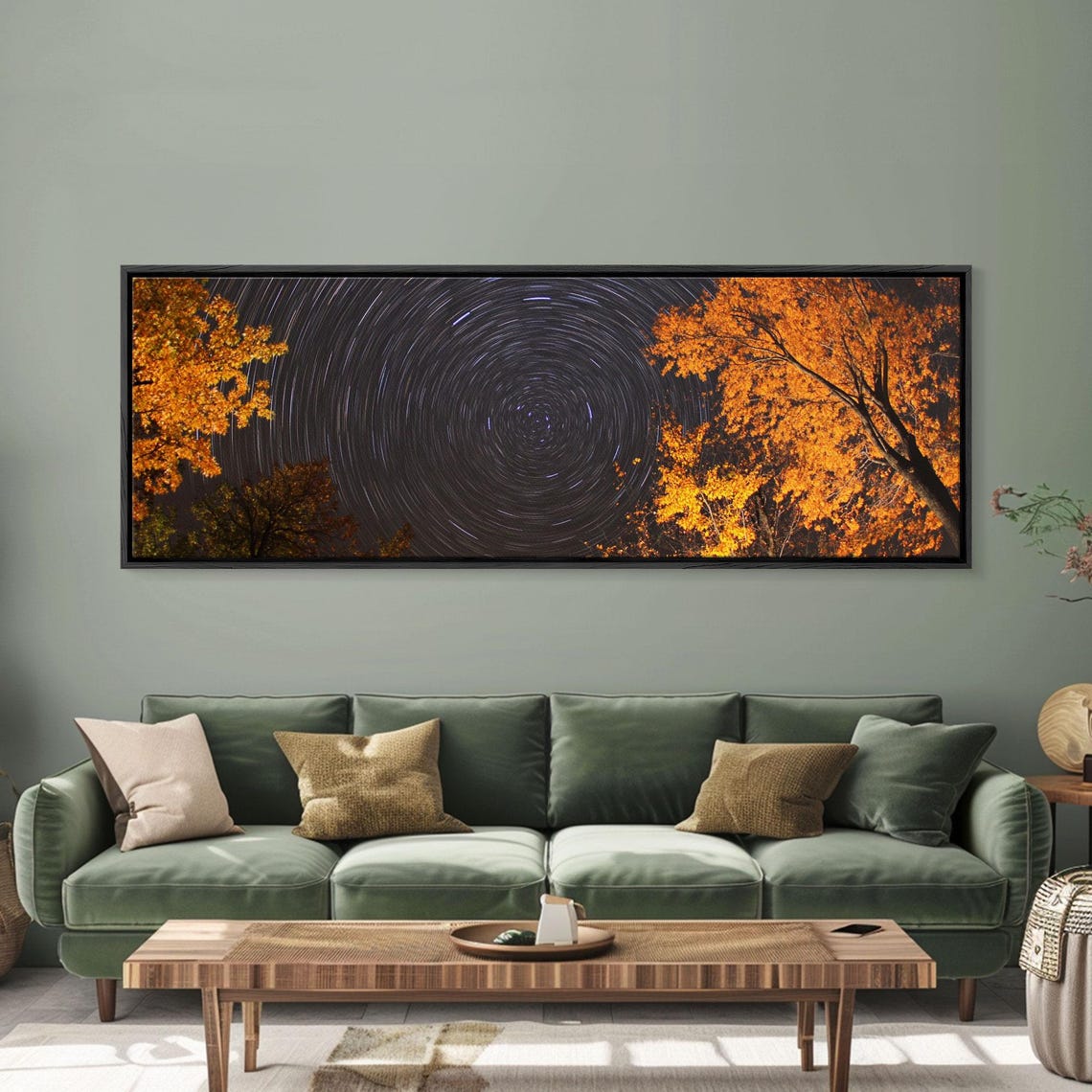 Time Lapse Photography Style Print Panoramic Wall Art Starry Night Sky Photo Print