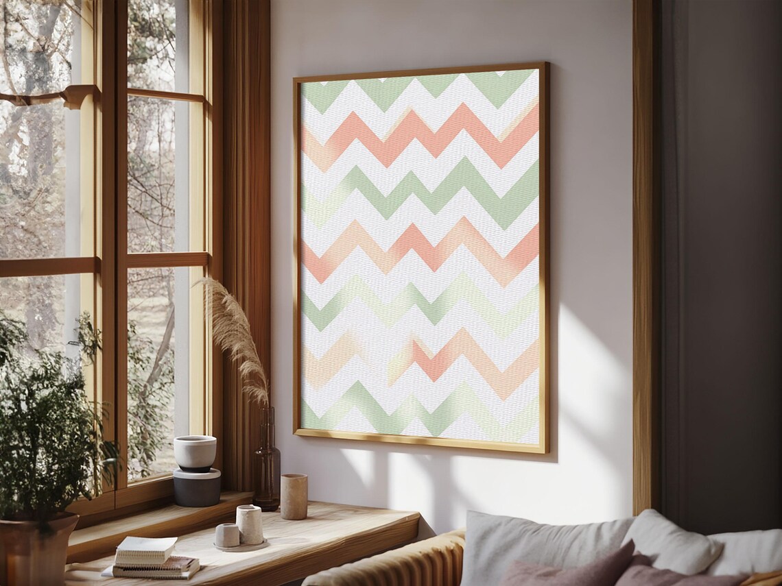 Pastel Chevron Zig Zag Pattern, Mid Century Modern - Image 6