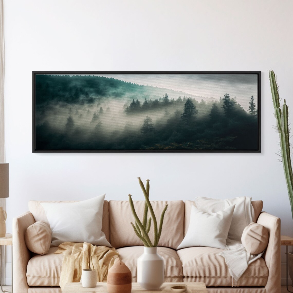 Misty Forest Foggy Pine Mountains Moody Panoramic Nature Poster - Image 5