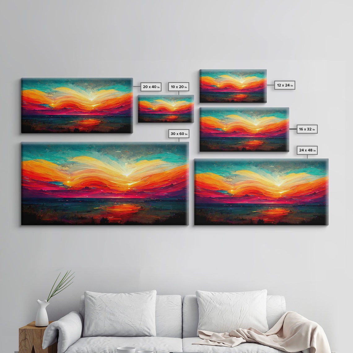 Beautiful Sunset Print Art Ink Painting Style Abstract Sunset Wall Art Cool Wall Art - Image 2