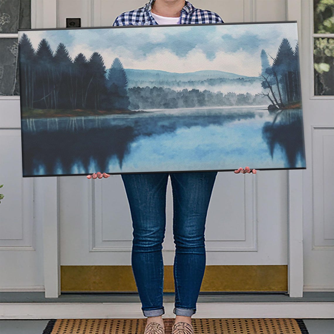 Blue Lake Art Framed Print Blue Lake Painting Lake House Decor Guest Room Landscape Painting Waldo Lake Painting - Image 4