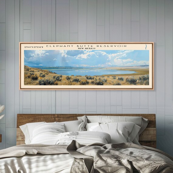 Elephant Butte Reservoir New Mexico Desert Sagebrush Bright Sky Panoramic Poster
