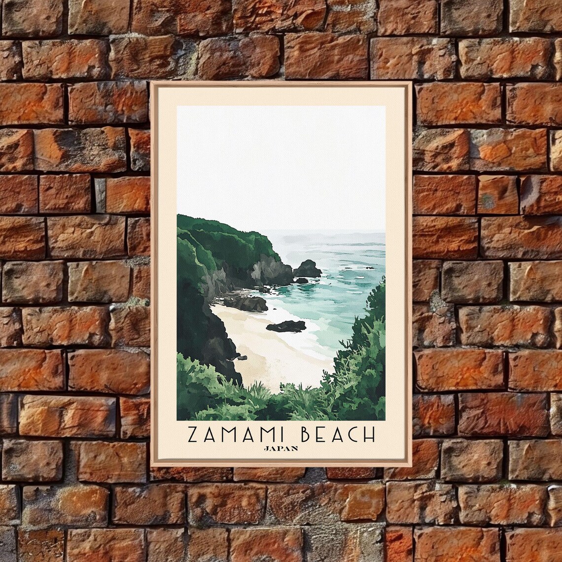 Zamami Beach Japan Lush Green Cove Rocky Cliffs White Sand Poster - Image 4