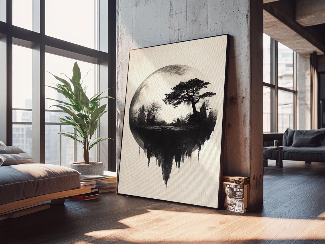 Haunted Cemetery Full Moon Snowglobe Spooky Halloween Art Print - Image 3