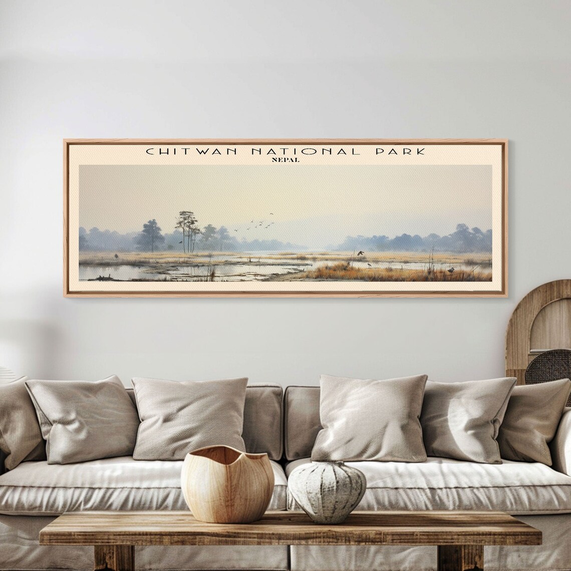Chitwan National Park Nepal Misty Wetland Birds Reeds Travel Poster - Image 3