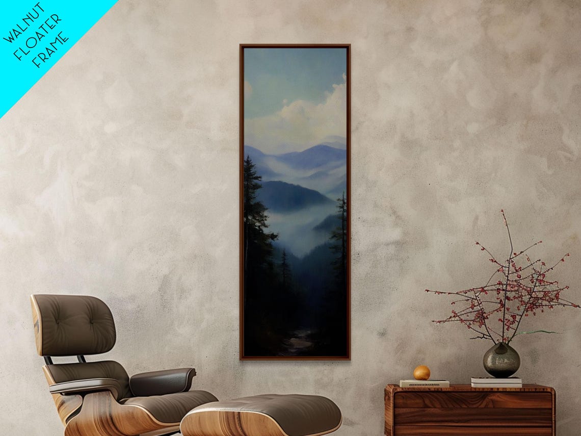 Soft Misty Mountain Fog Layers Blue Purple Calm Vertical Landscape - Image 6