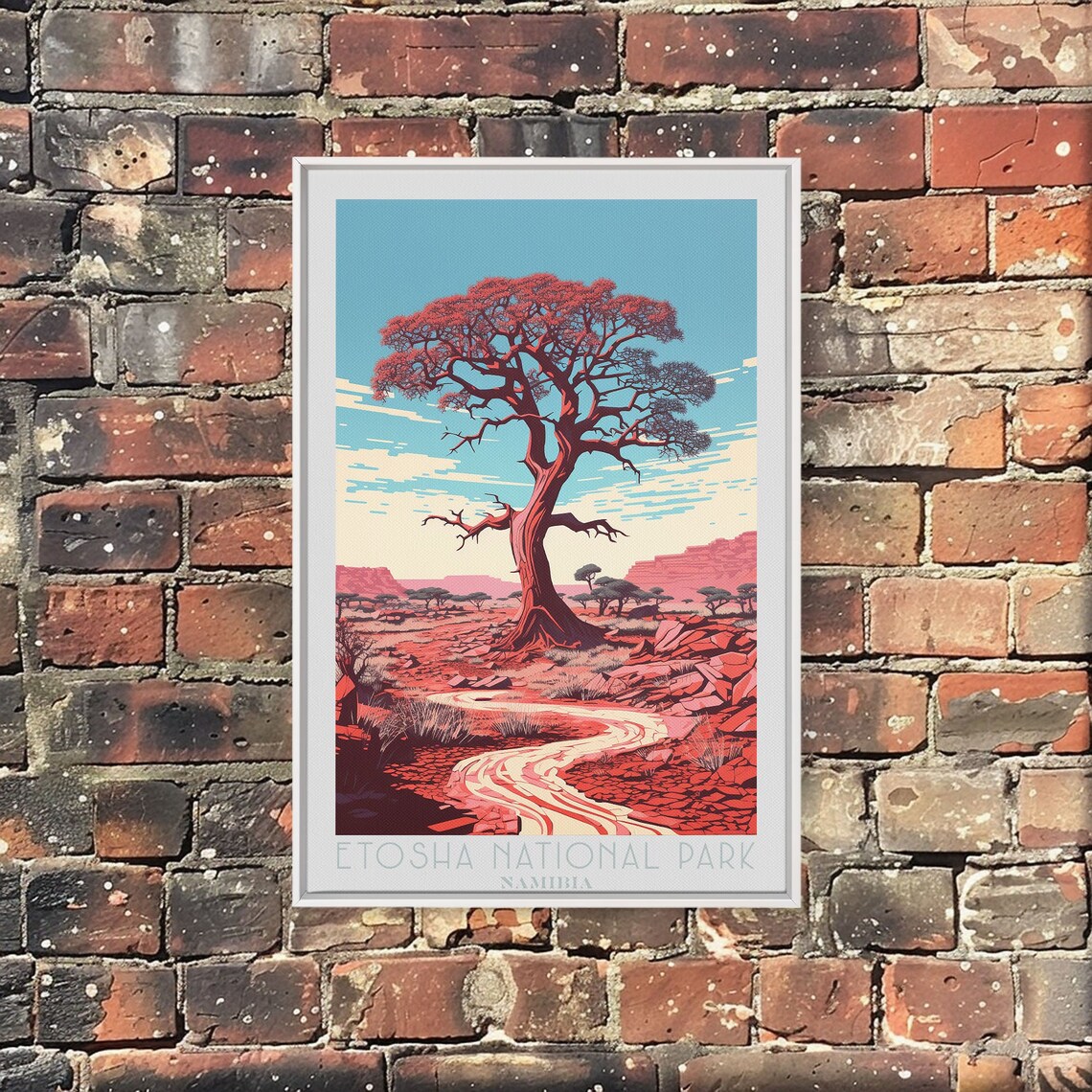 Etosha National Park Namibia Mopane Tree Dry Riverbed Travel Poster - Image 3