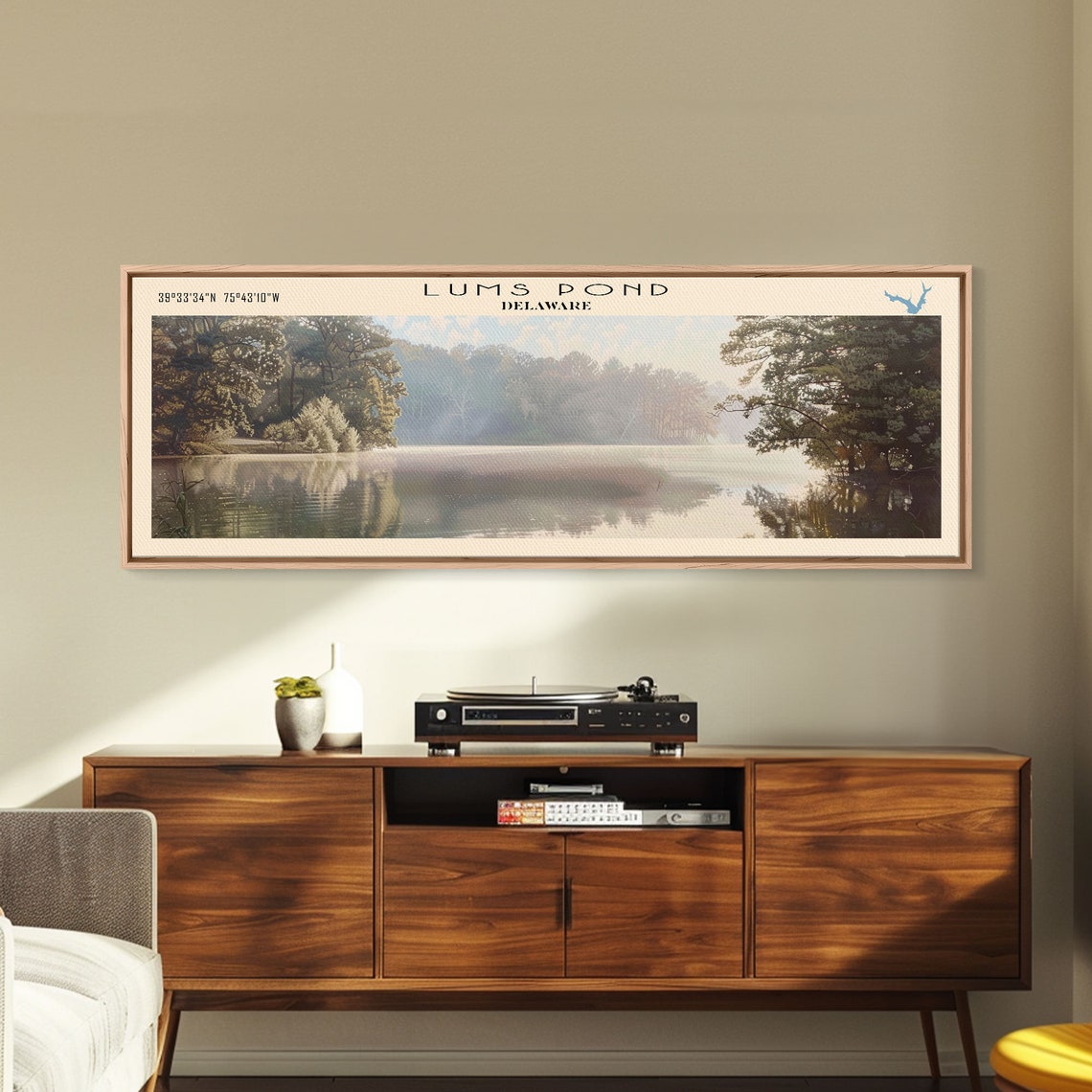 Lums Pond Delaware Misty Forest Morning Sunlight Still Pond Poster - Image 3