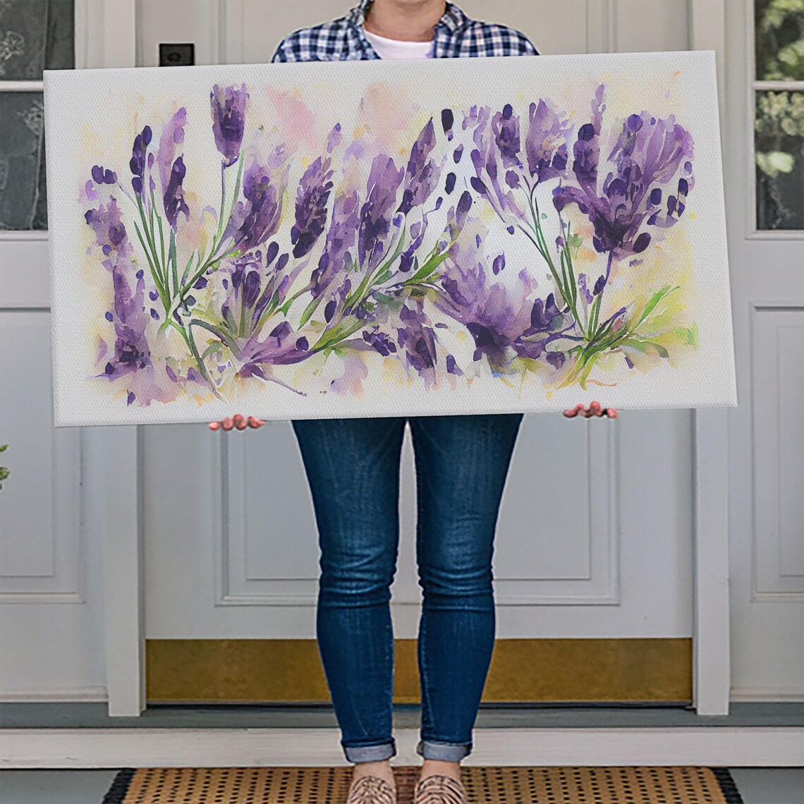 Purple Lavender Watercolor Flowers Botanical Farmhouse Rustic Poster - Image 4