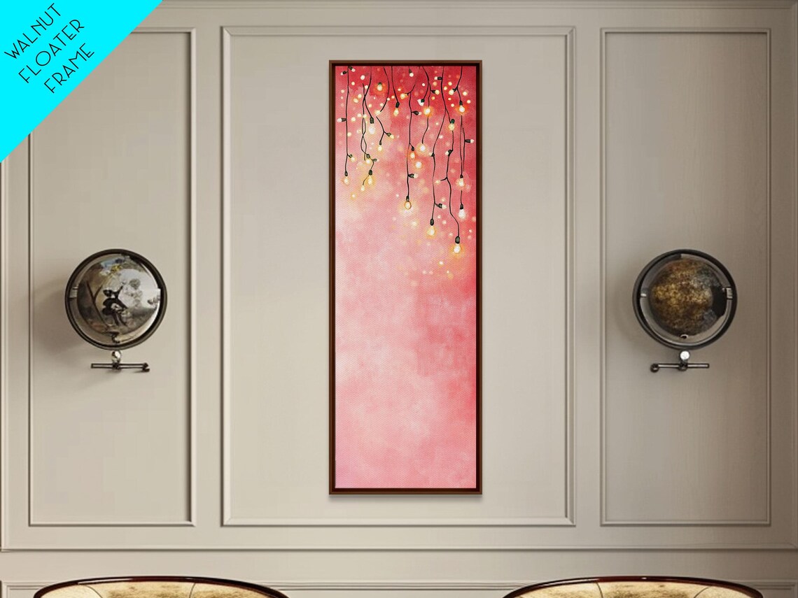Dreamy Fairy Lights String Warm Glow Pink Watercolor Cozy Wall Poster - Image 4