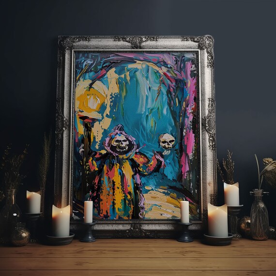 Hooded Phantom Lantern Abstract Expressionist Colorful Art Poster