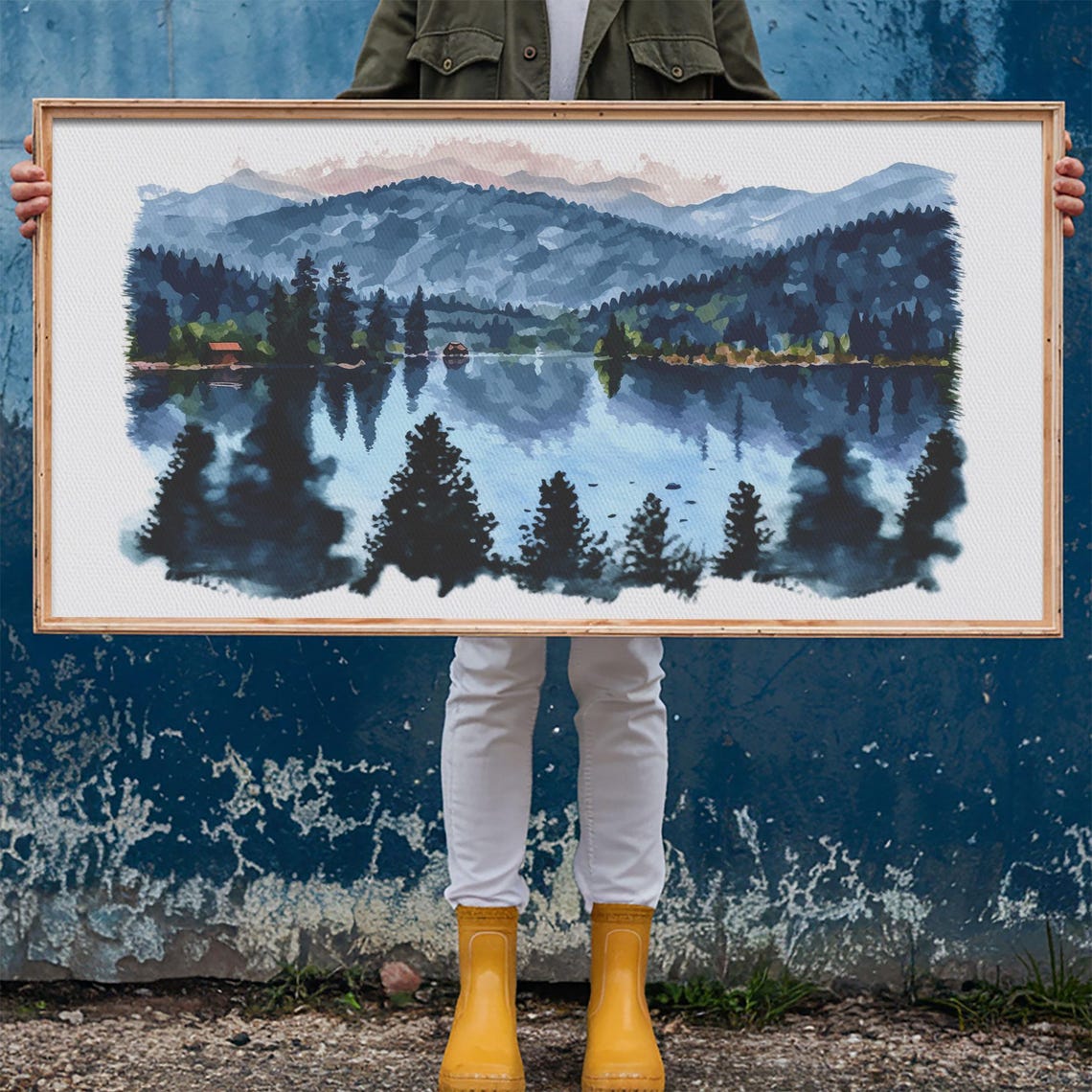 Lake Print Nature Print Landscape Print Waterton National Park Lake Painting Landscape Painting Waterton Art Vintage Style State Park - Image 6