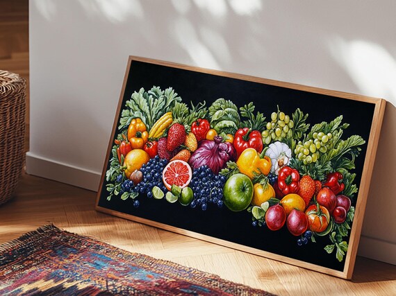 Fruits And Vegetables Wall Art Print Kitchen Decor Kitsch Decor Kitchen Wall Art Dining Room Decor Modern Farmhouse Kitchen Art