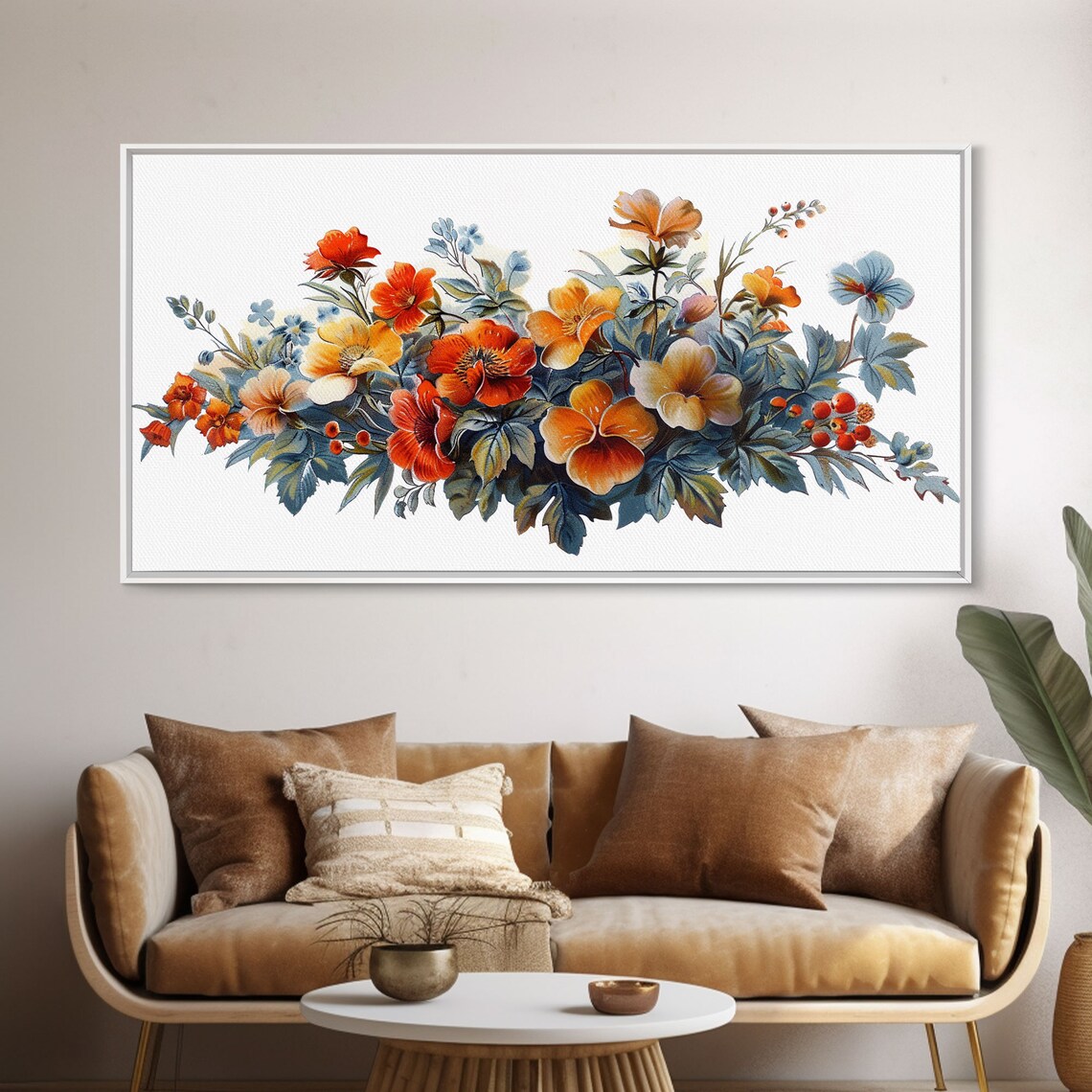 Autumn Poppies Pansies Watercolor Floral Arrangement Bright Art Poster - Image 6