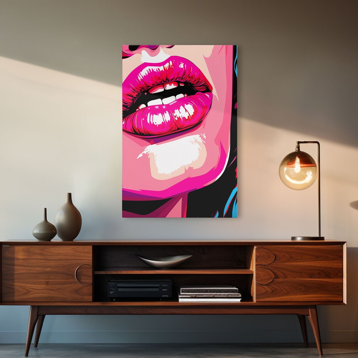 Pop Art Pink Lips Glossy Magenta Bold Girly Comic Style Modern Wall Poster - Image 4