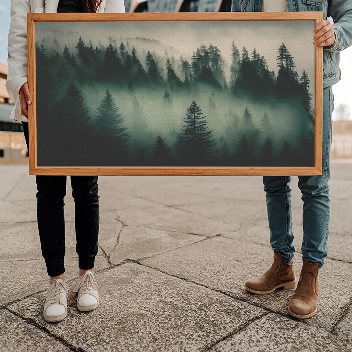 Pine Tree Forest, Misty Mountain Landscape Art Print - Image 5