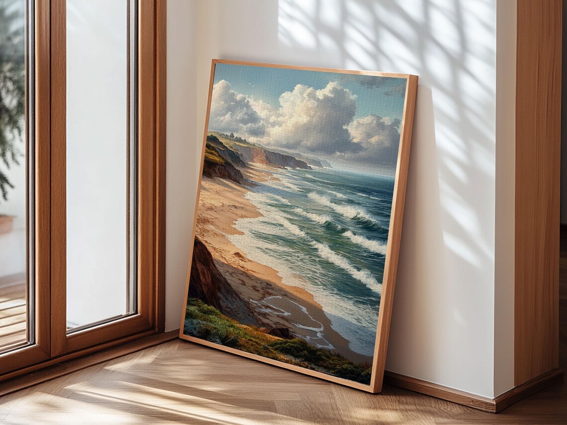 Coastal Cliff Seascape Beach Waves Ocean Landscape Travel Poster - Image 3