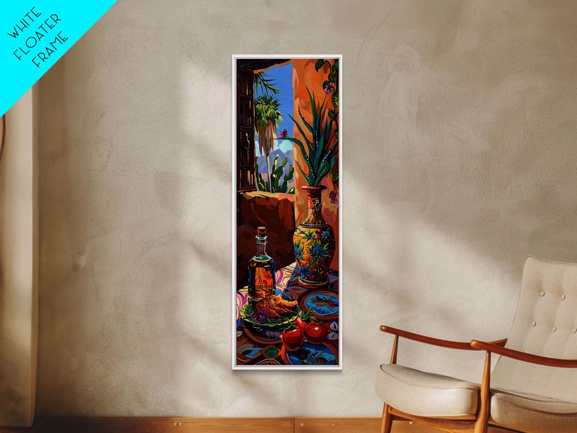 Spanish Colonial Still Life Painted Vase Window View Table Art Poster - Image 5