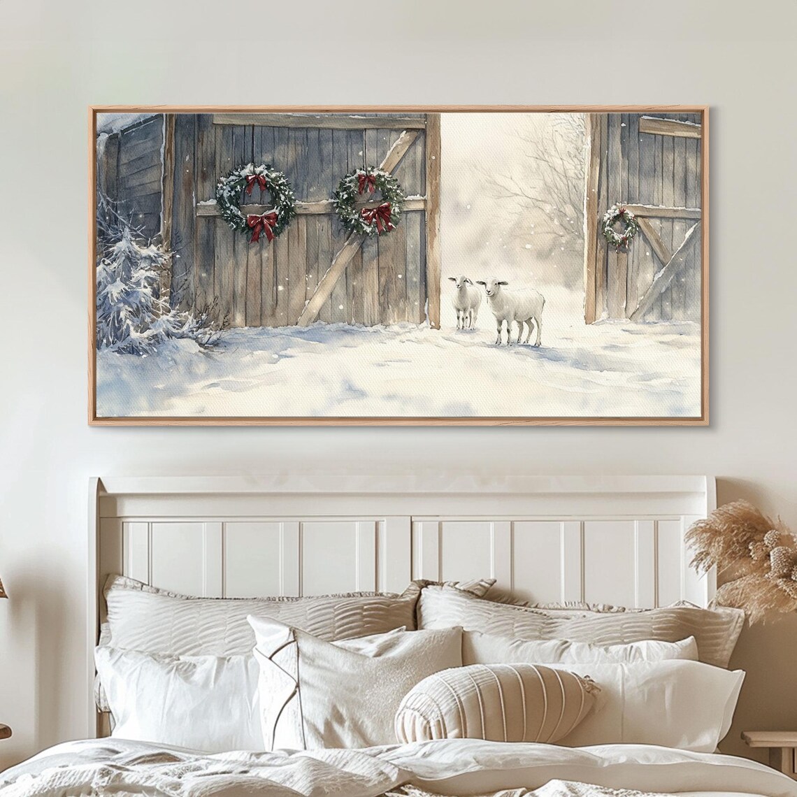 Snowy Barn Christmas Scene, Farmhouse Art Print - Image 4
