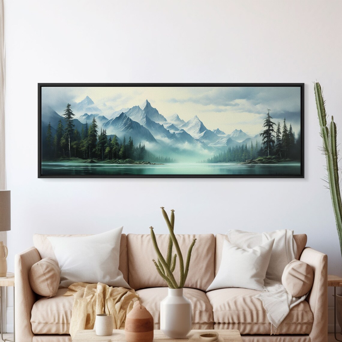Mountain Lake Oil Landscape, Nature Art Print