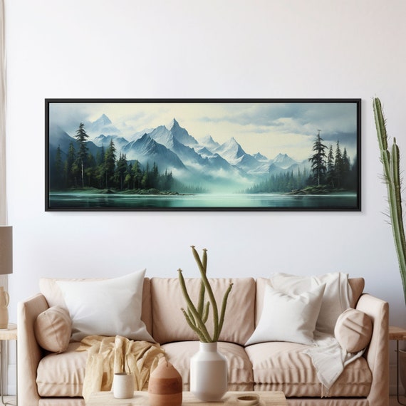 Mountain Lake Oil Landscape, Nature Art Print