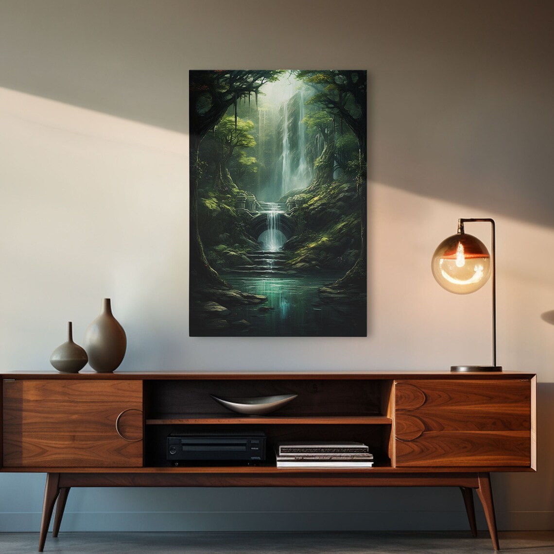 Enchanter Forest Waterfalls Fantasy Art Print - Image 4
