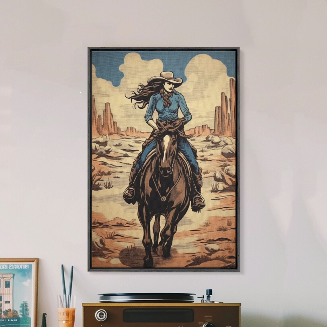 Western Cowgirl Vintage Mid-Century Art Print - Image 4